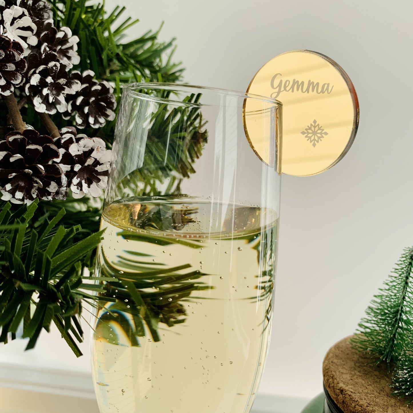 Personalised Festive Snowflake Disc Drink Marker