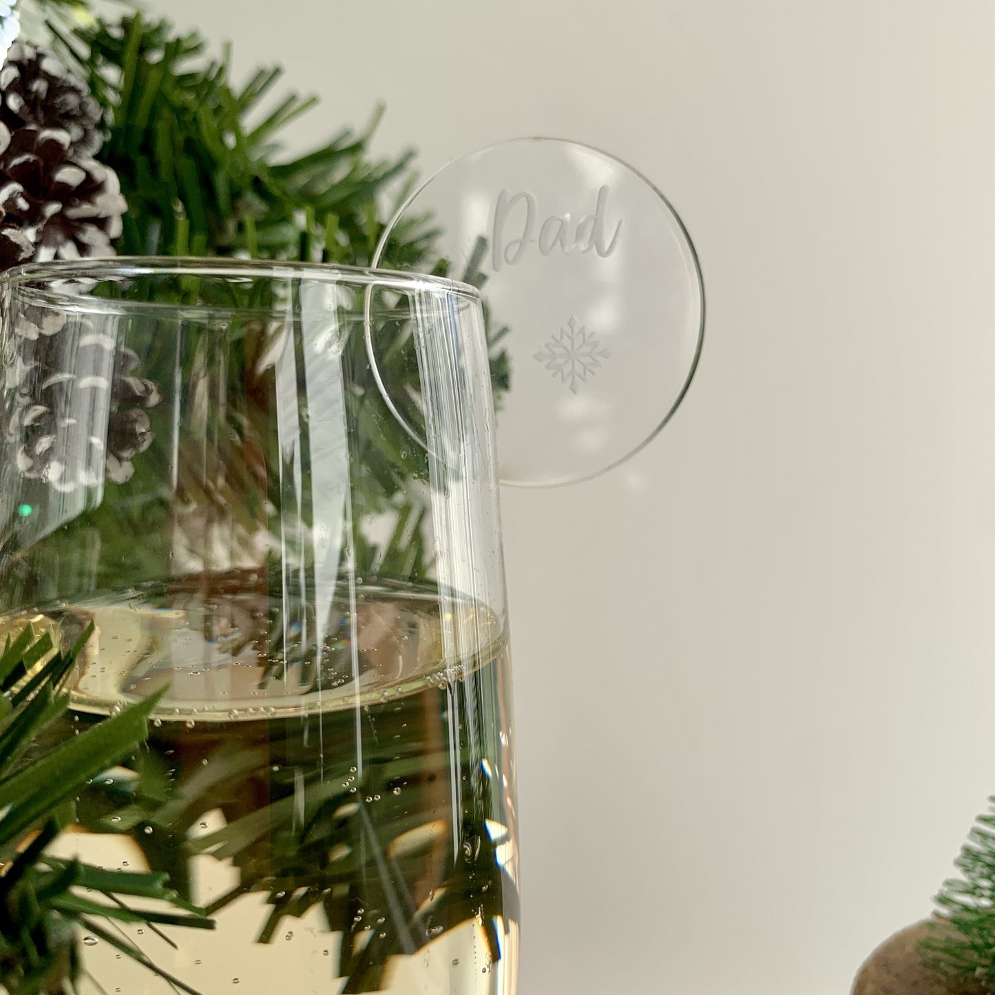 Personalised Festive Snowflake Disc Drink Marker