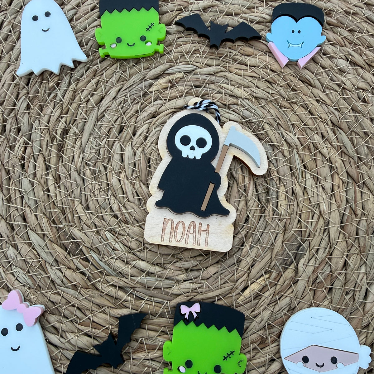 Personalised Grim Reaper Boo Basket Tag | Halloween Basket Name Tag |