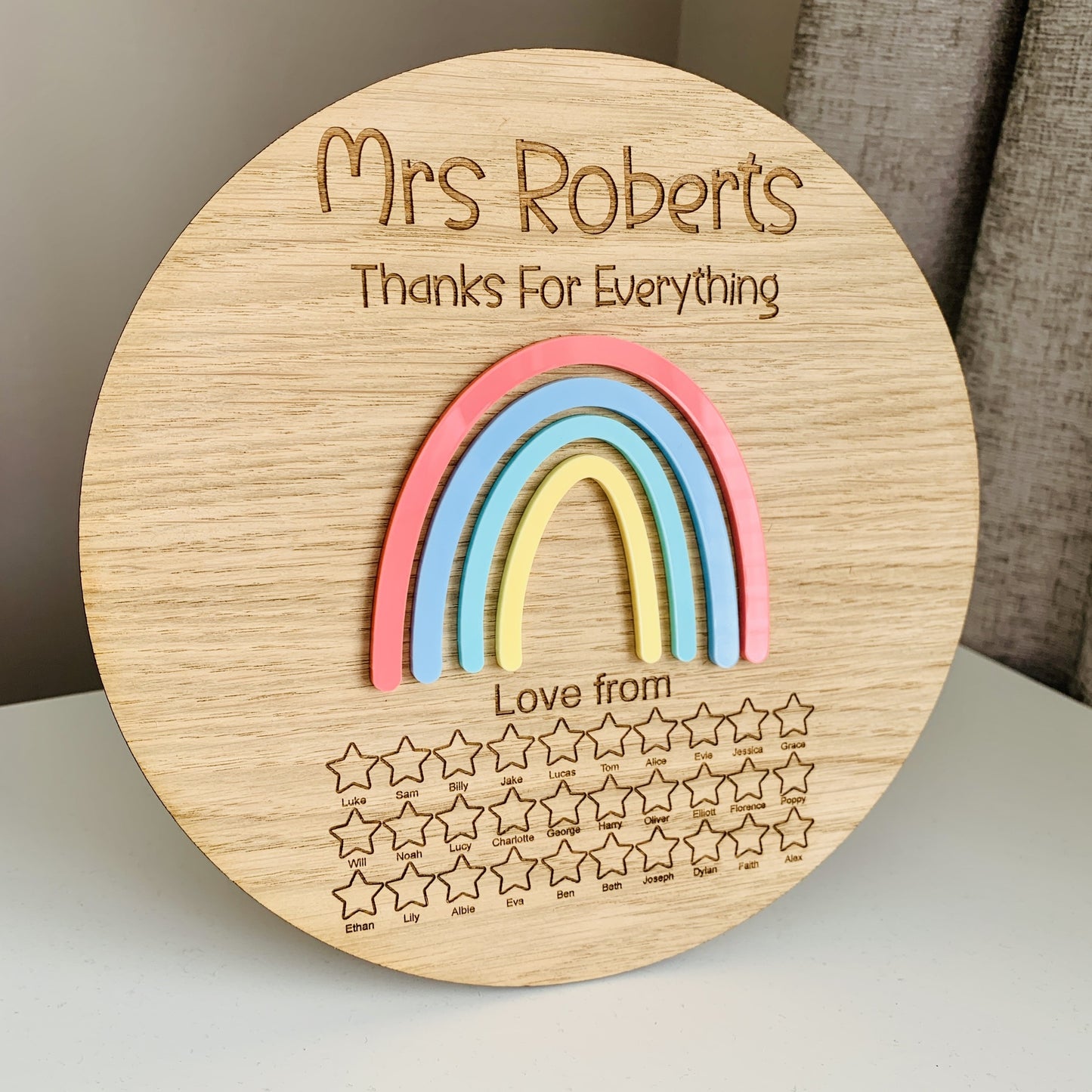 Personalised Thank You Teacher Rainbow Plaque