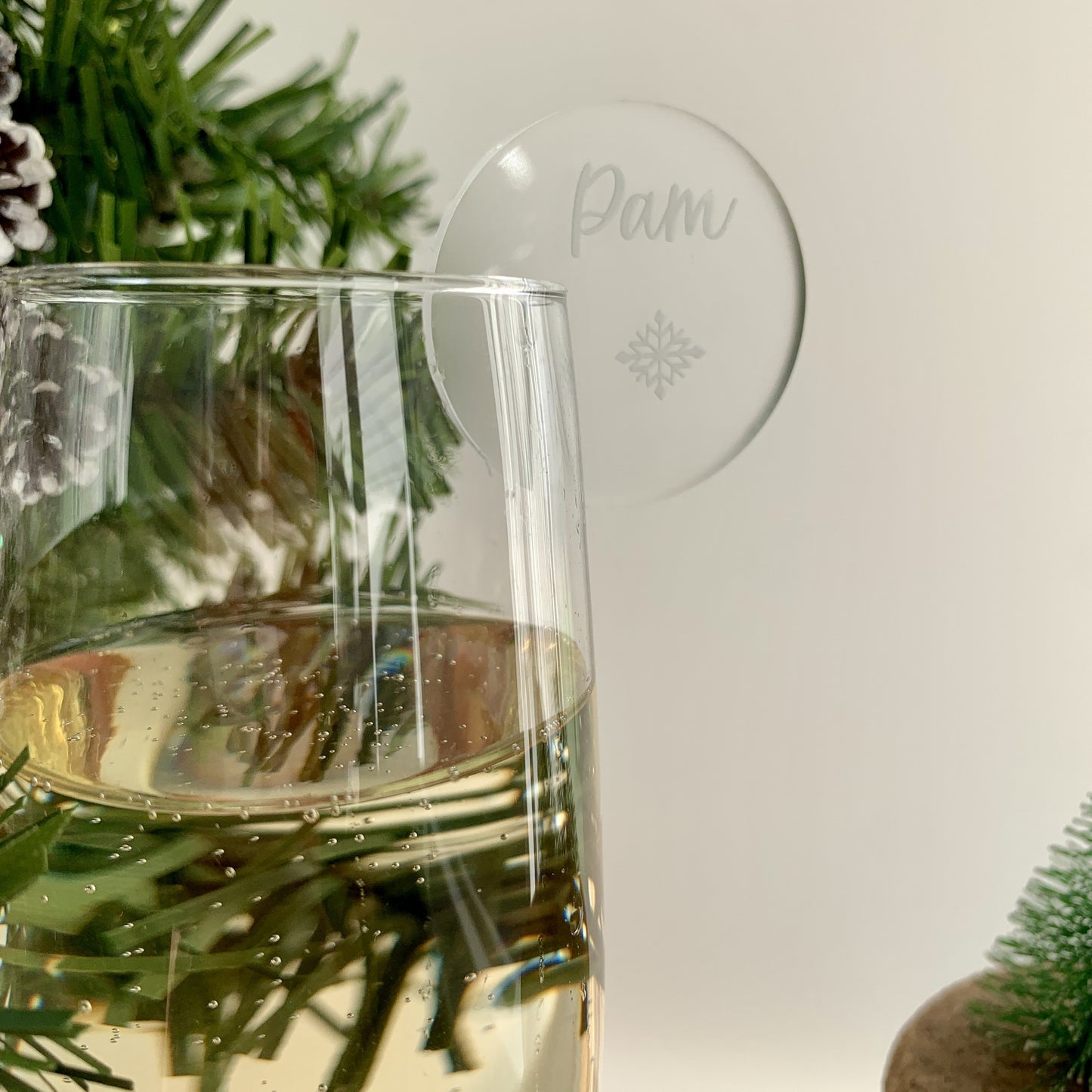 Personalised Festive Snowflake Disc Drink Marker
