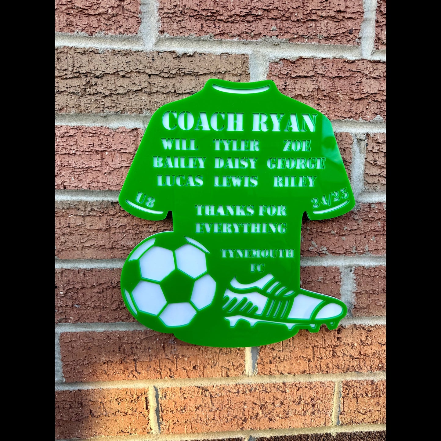 Personalised Acrylic Thanks Coach Football Shirt Plaque