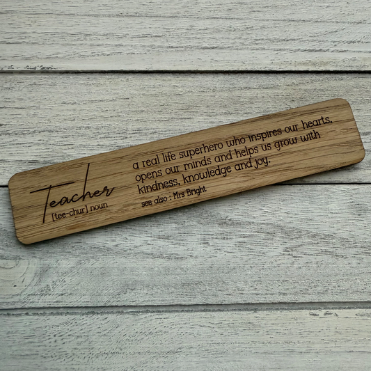 Personalised Teacher Definition Bookmark | Custom Teacher Gift | End of Term Gift | Thank You Teacher | Teacher Appreciation Keepsake