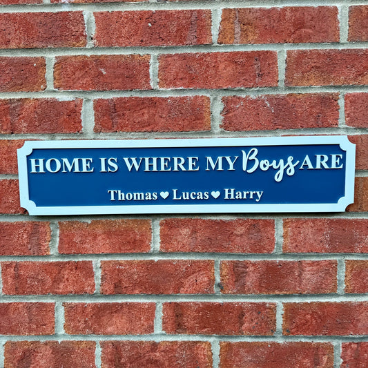 Personalised 3D Railway / Street Sign - Home Is Where My / Our Boys Are