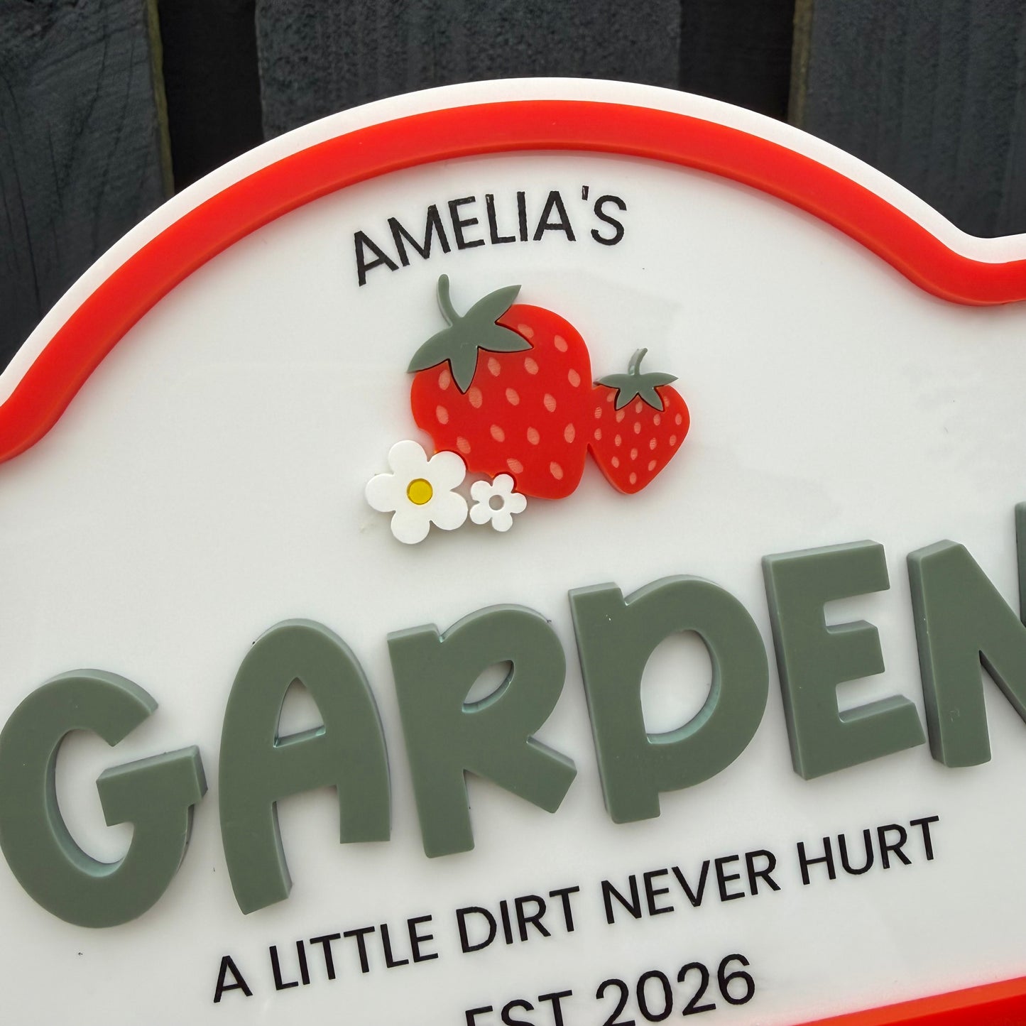 Custom Children's Garden Sign with Strawberry