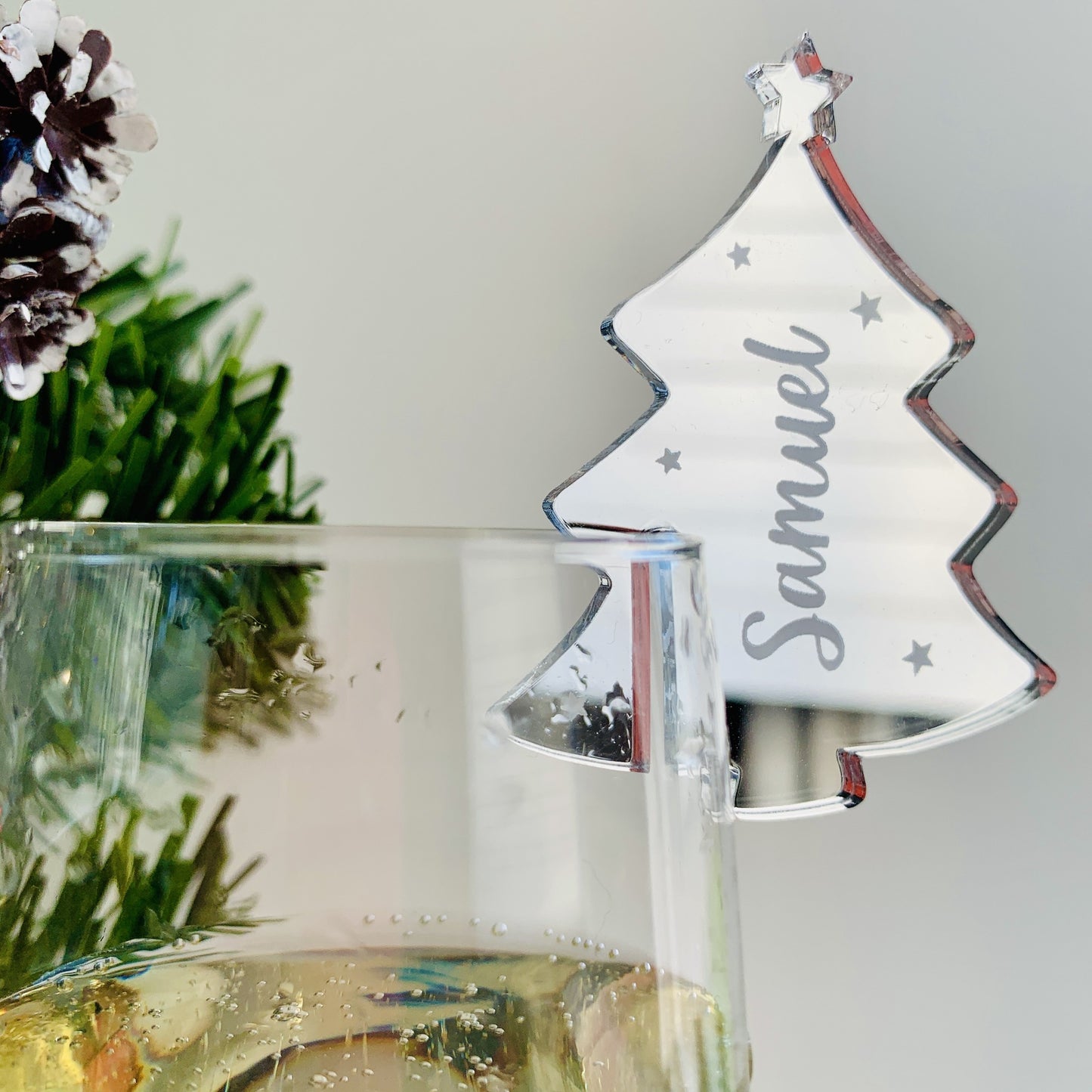 Personalised Christmas Tree Drink Marker
