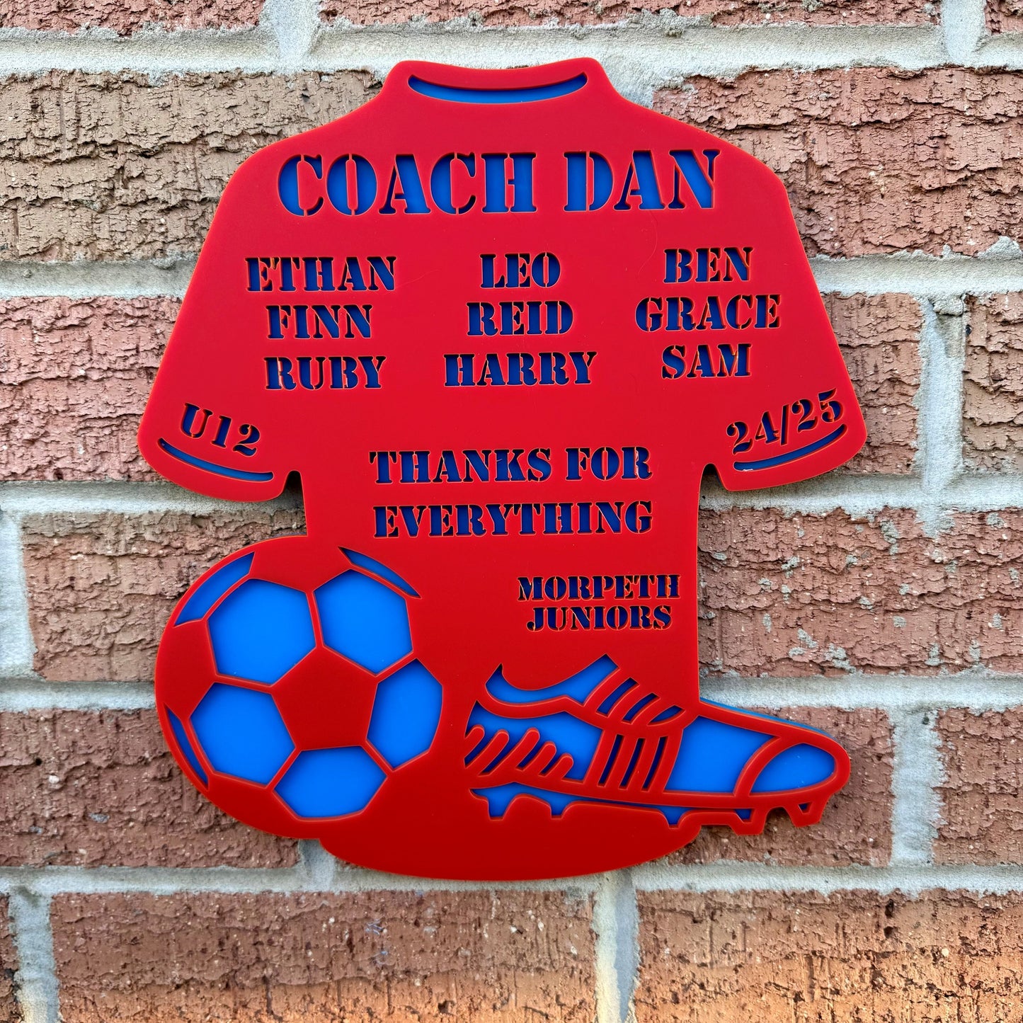 Personalised Acrylic Thanks Coach Football Shirt Plaque