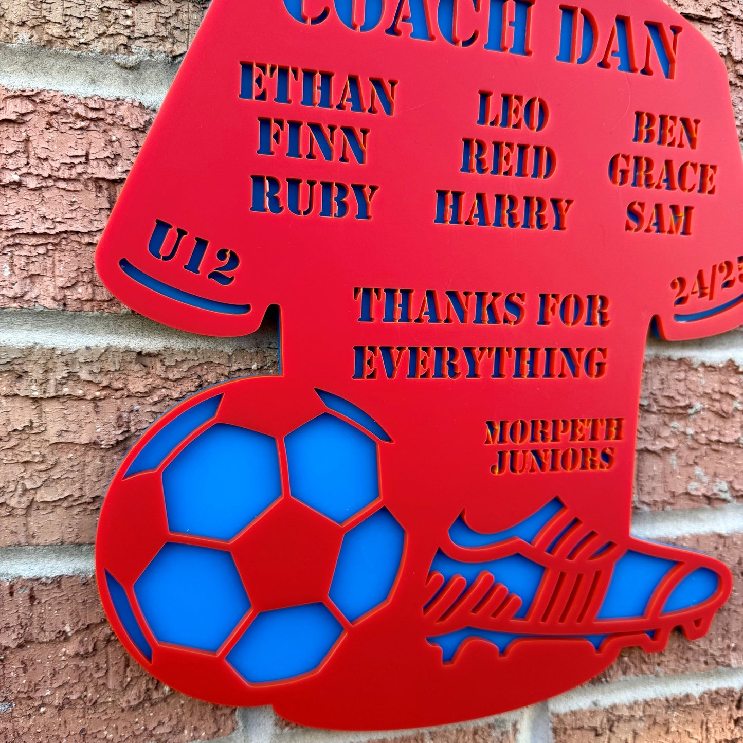 Personalised Acrylic Thanks Coach Football Shirt Plaque