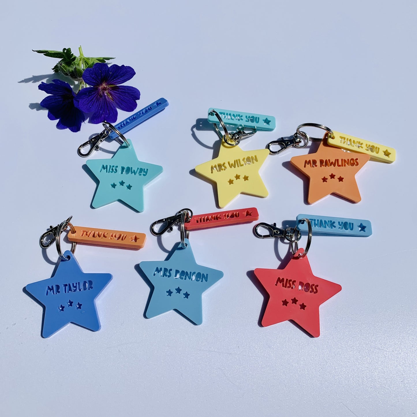 Personalised Teacher Thank You Star Bag Tag