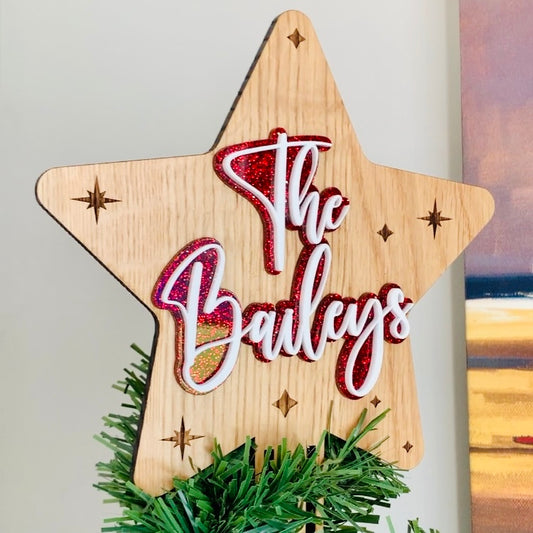 Personalised Christmas Tree Star Topper