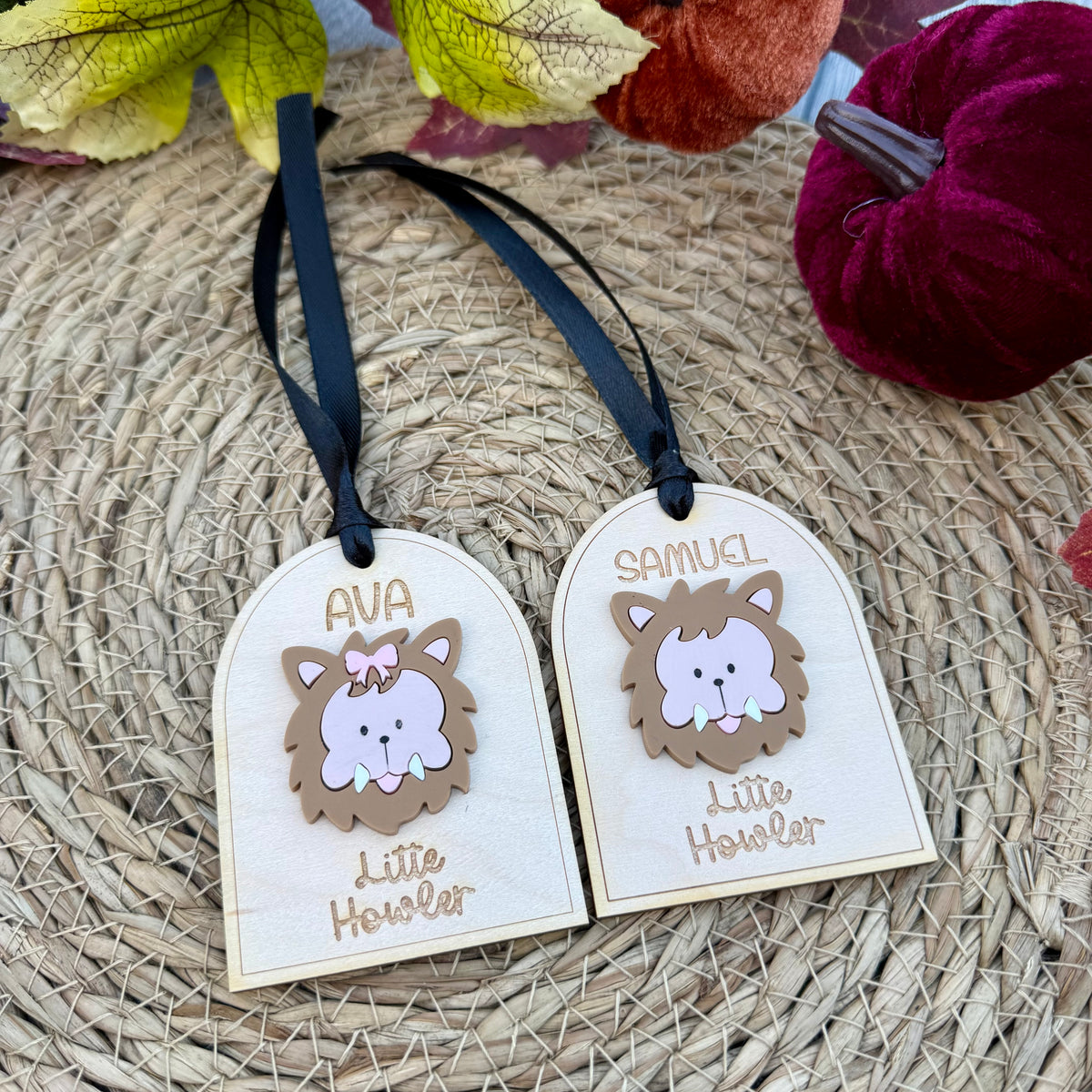 Personalised Mini Monster Boo Basket Tags | Engraved Halloween Name Tag | Frankenstein | Werewolf | Mummy | Vampire