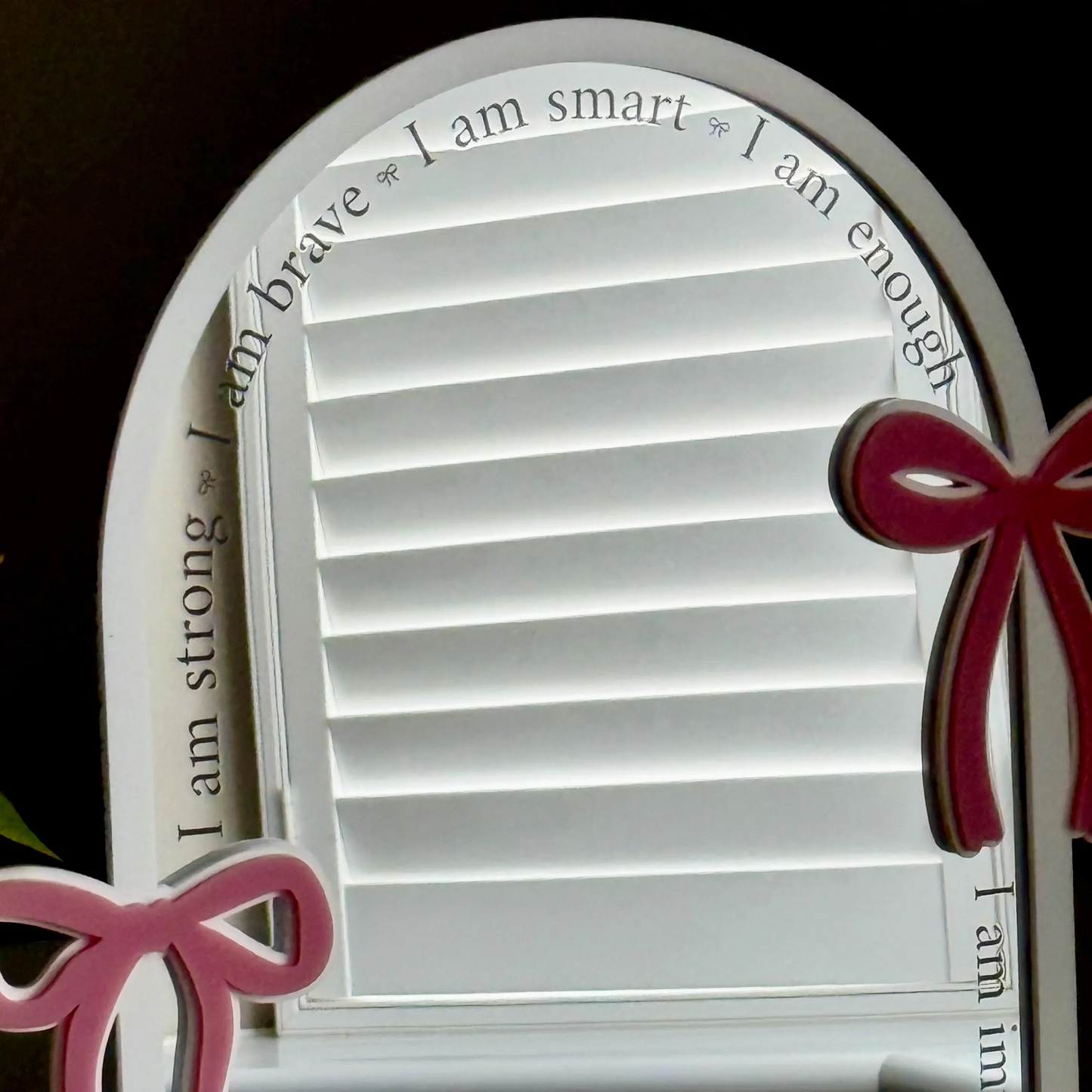 Personalised Affirmation Arched Mirror with Bow Design for Child’s Bedroom