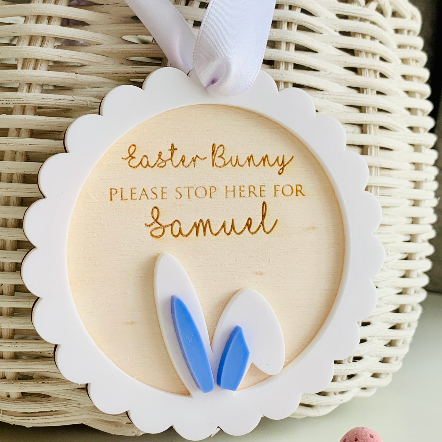 Personalised Easter Bunny Ears Basket Tag