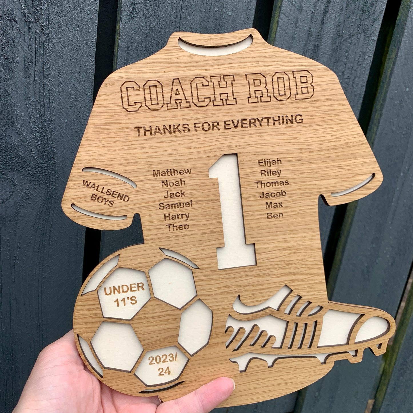 Personalised Football Coach Shirt Plaque