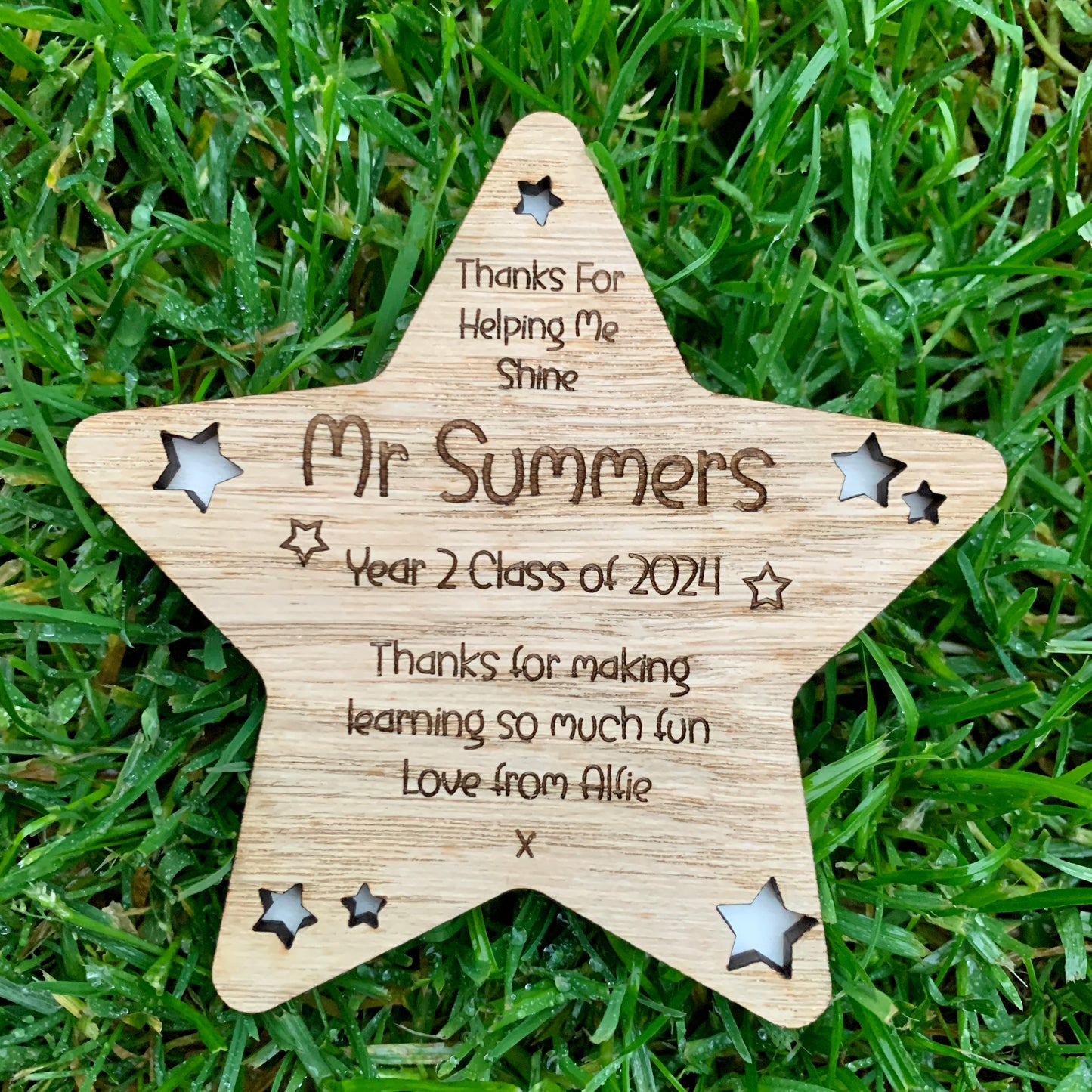 Personalised Mini Thanks for Helping Me Shine Teacher Plaque