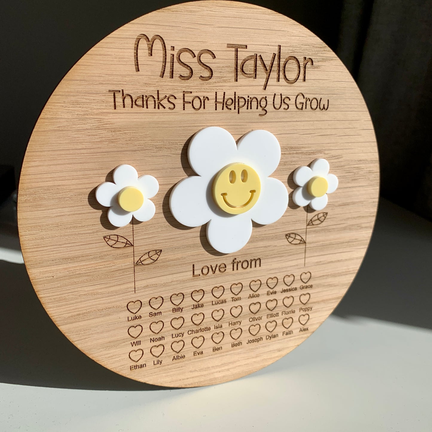 Personalised Thanks for Helping Us Grow Daisy Plaque