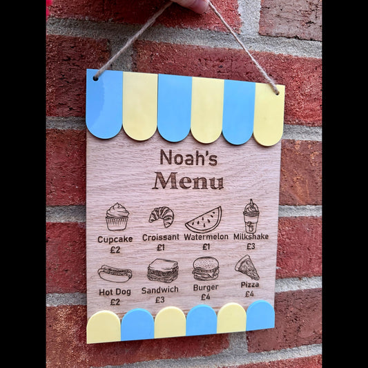 Personalised Children's Café Menu Role Play Sign