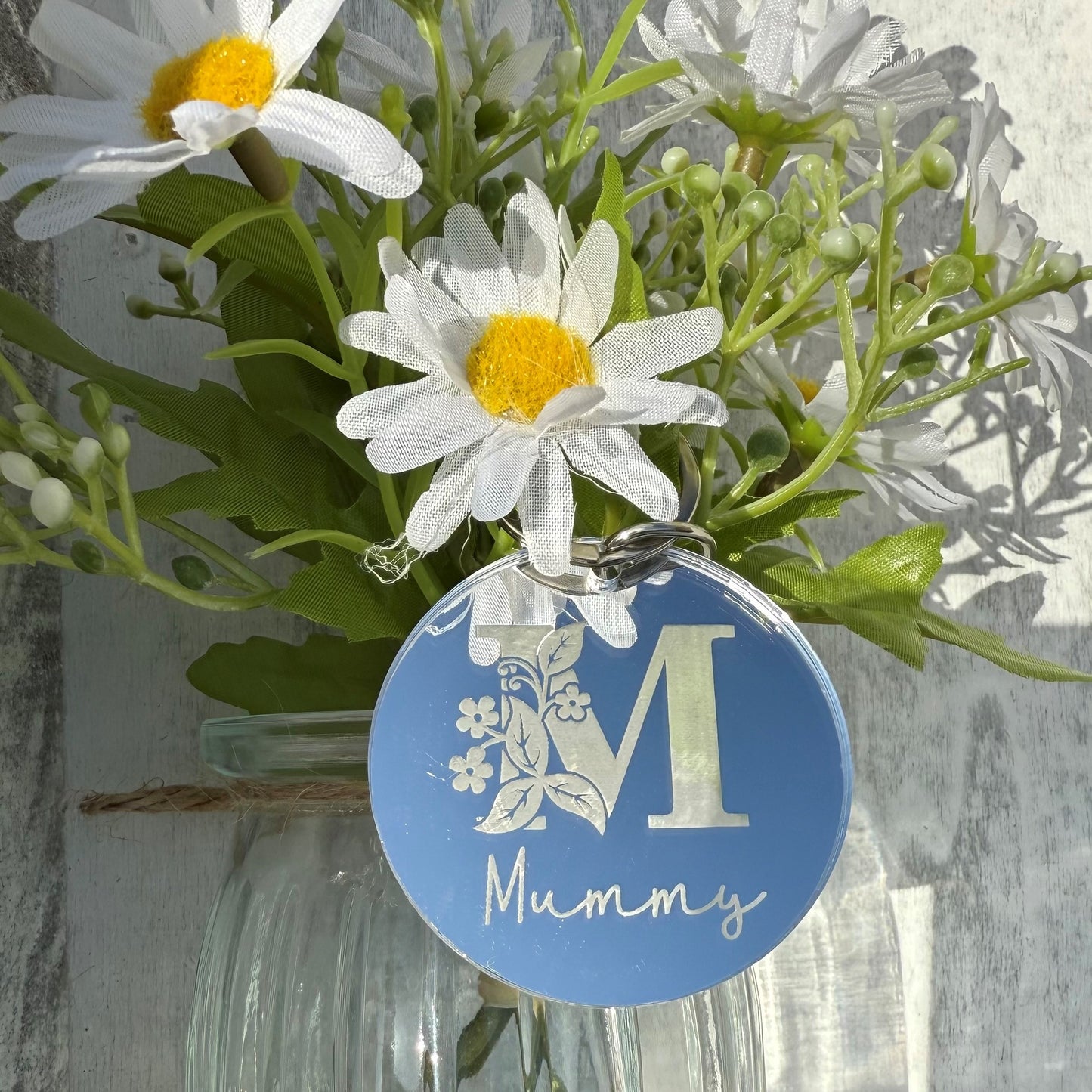 Personalised Floral Letter Keyring