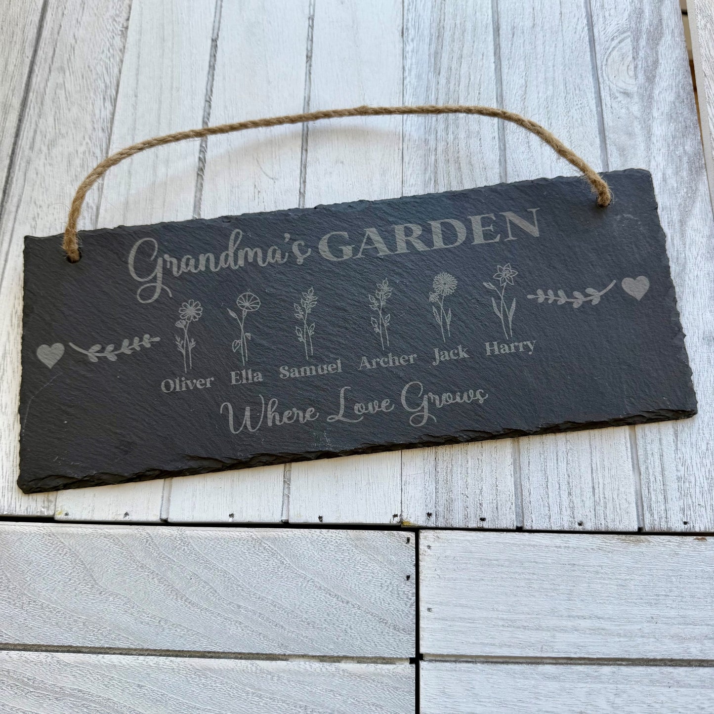 Personalised Slate Garden Sign Where Love Grows