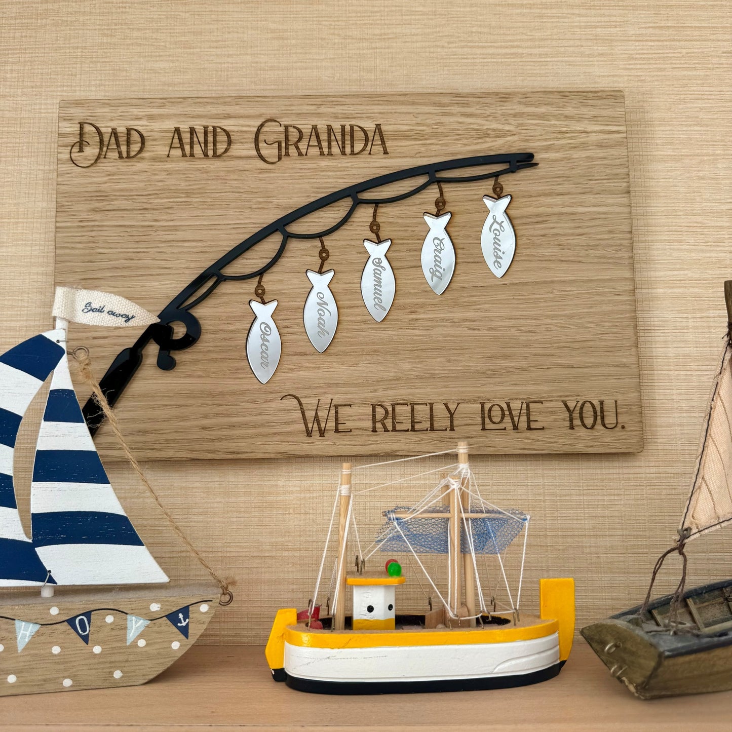 Personalised We Reely Love You Fishing Plaque