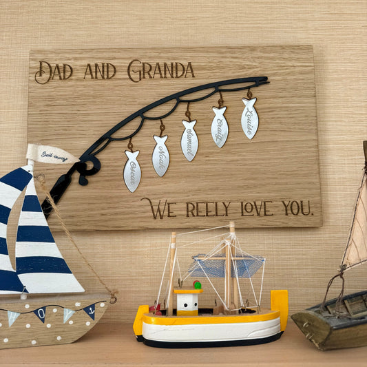 Personalised We Reely Love You Fishing Plaque