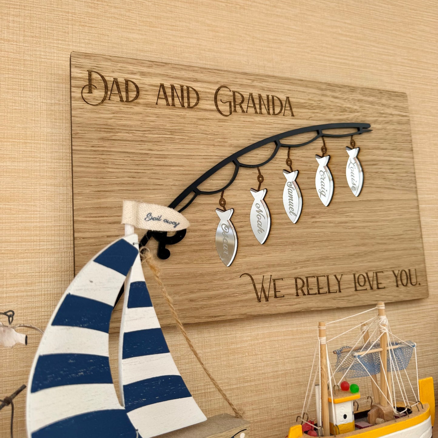 Personalised We Reely Love You Fishing Plaque