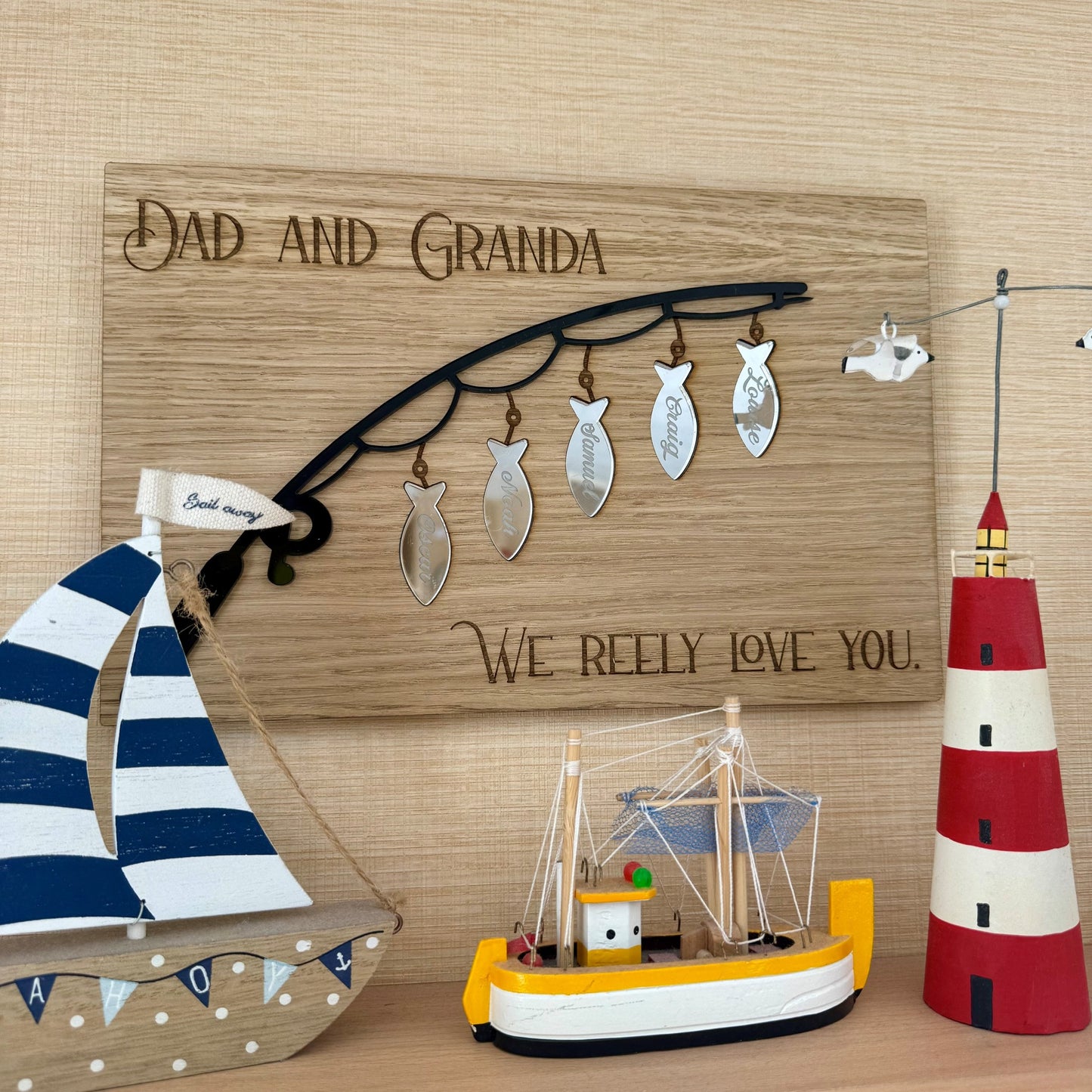 Personalised We Reely Love You Fishing Plaque