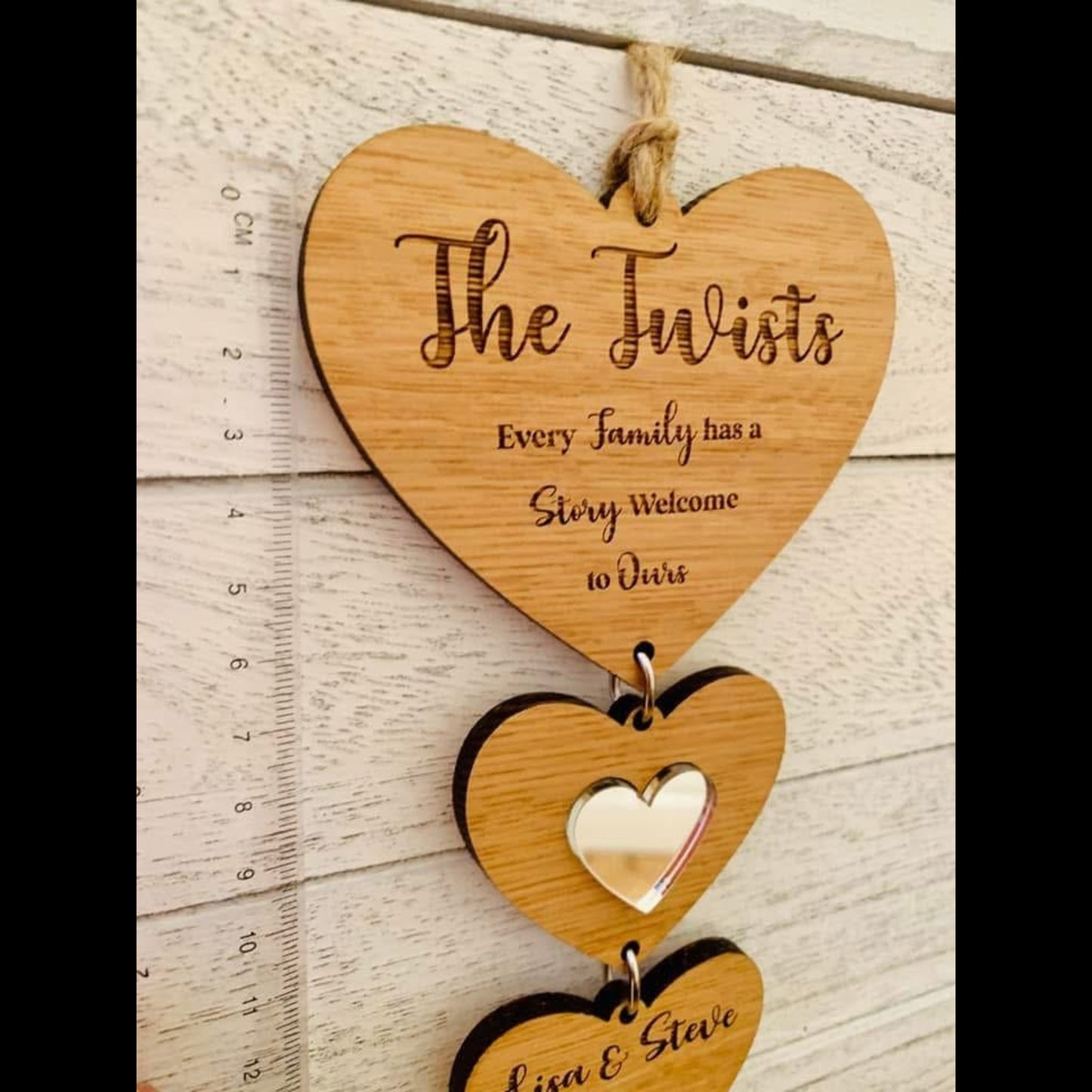 Personalised Oak Family Story Hanging Decoration