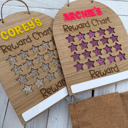 Personalised Reward Chart with glitter stars
