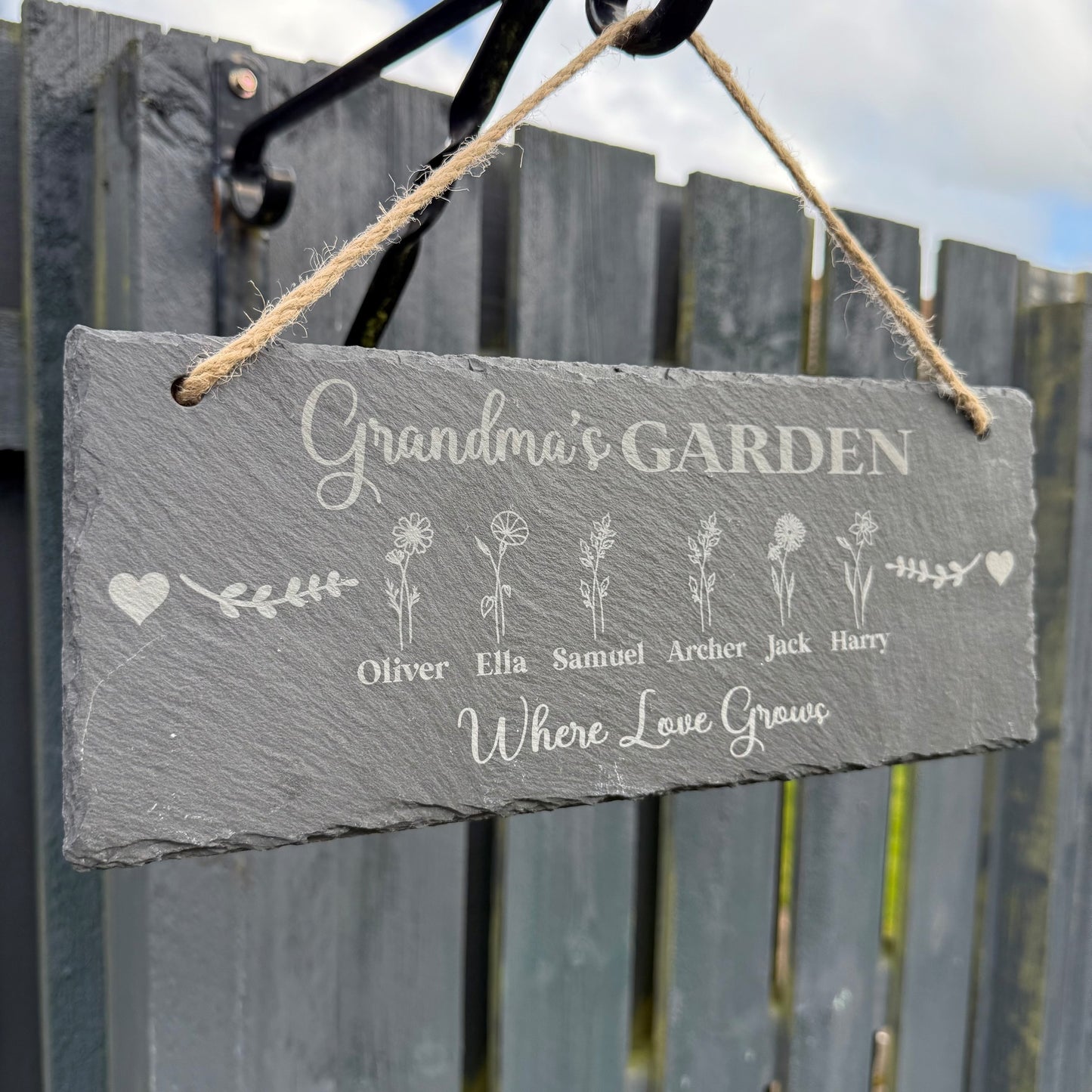 Personalised Slate Garden Sign Where Love Grows