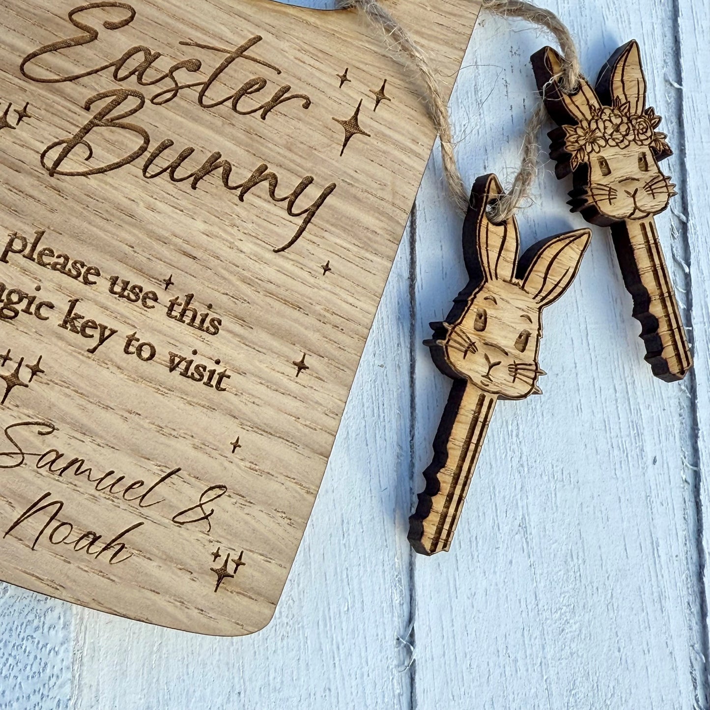 Personalised Easter Bunny Stop Here Sign with Bunny Keys