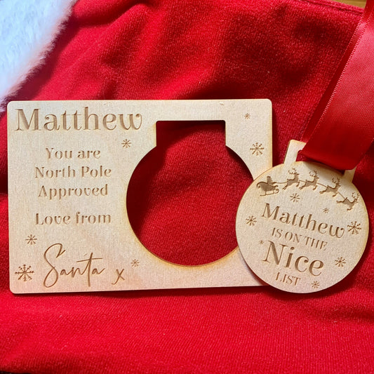 Personalised Nice List Medal in Birch Plywood