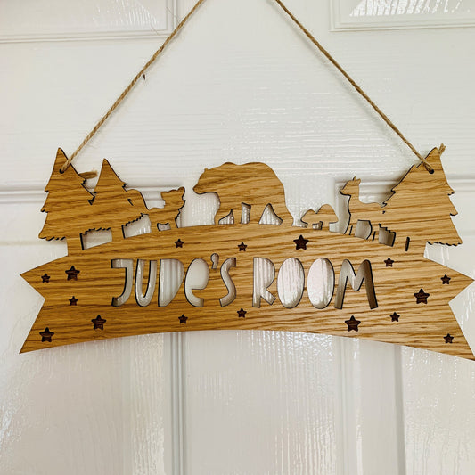 Personalised Woodland Nursery Name Sign