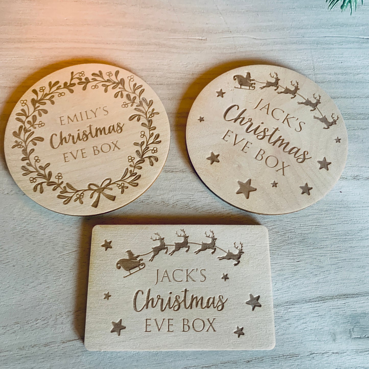 Personalised Christmas Eve Box Topper Circular Santa Design