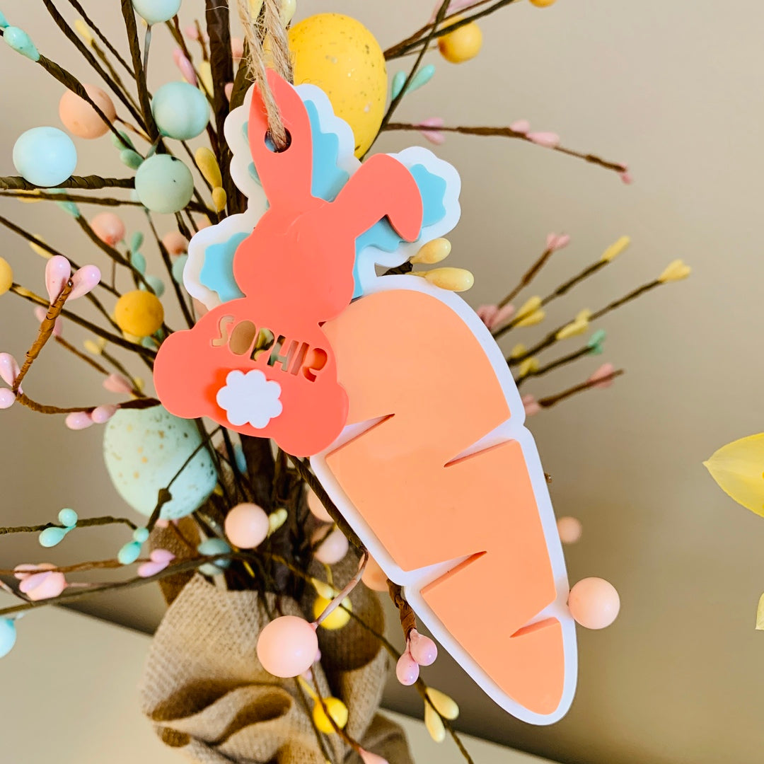 Personalised Easter Carrot and Bunny Tag