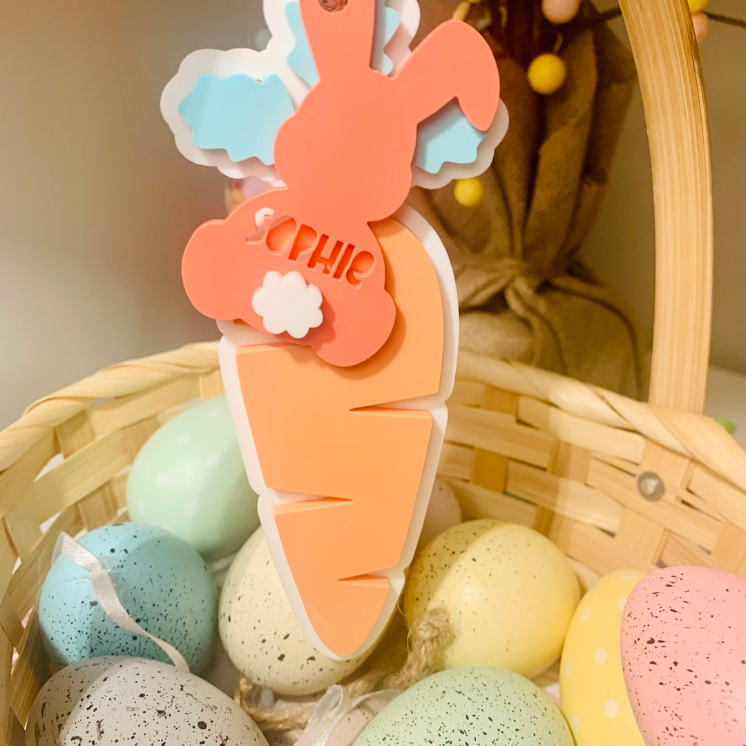 Personalised Easter Carrot and Bunny Tag