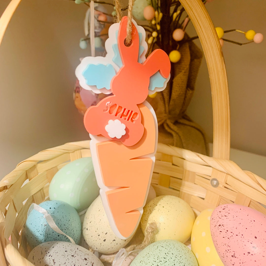 Personalised Easter Carrot and Bunny Tag