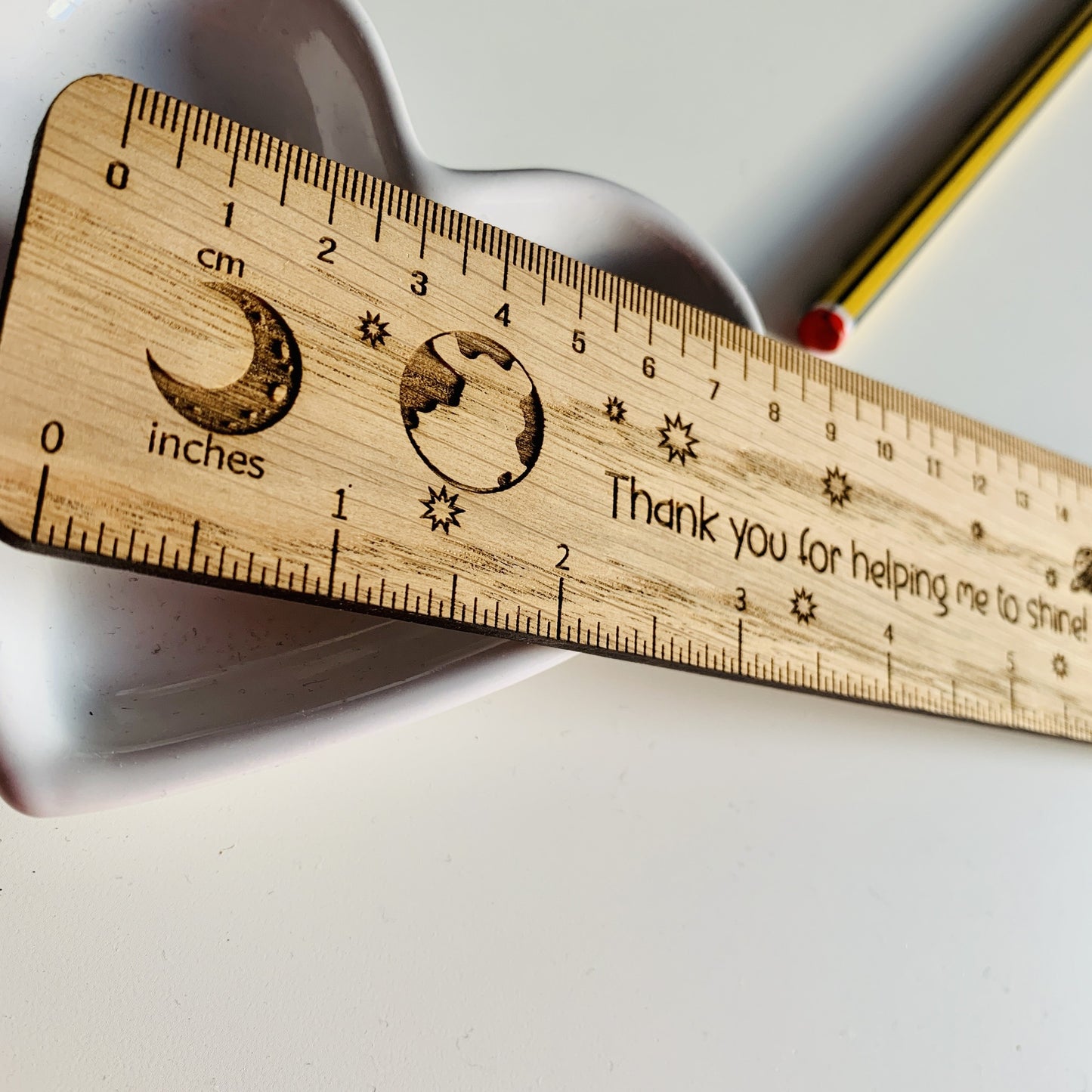 Personalised Wooden Ruler with Space Theme – Engraved Planets & Stars | Custom Name Ruler | Teacher or Child Gift |