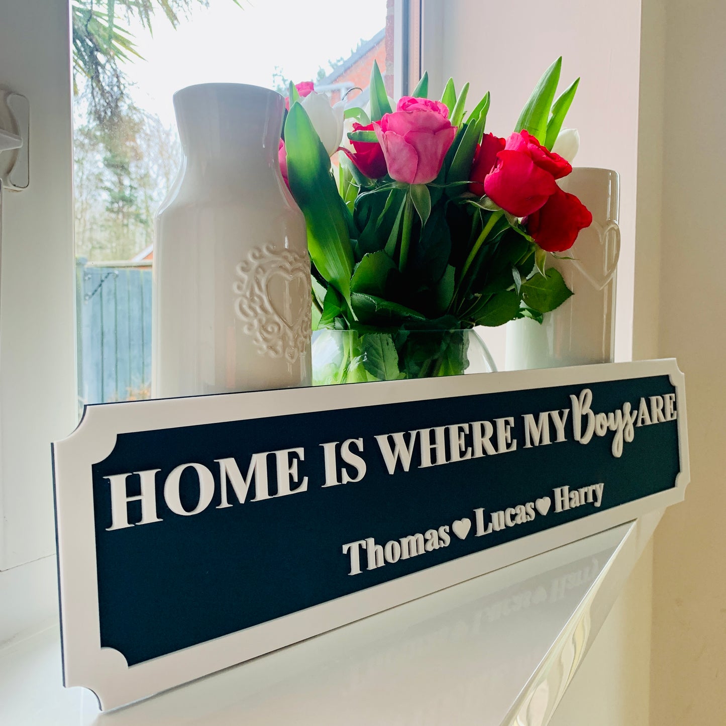 Personalised 3D Railway / Street Sign - Home Is Where My / Our Boys Are