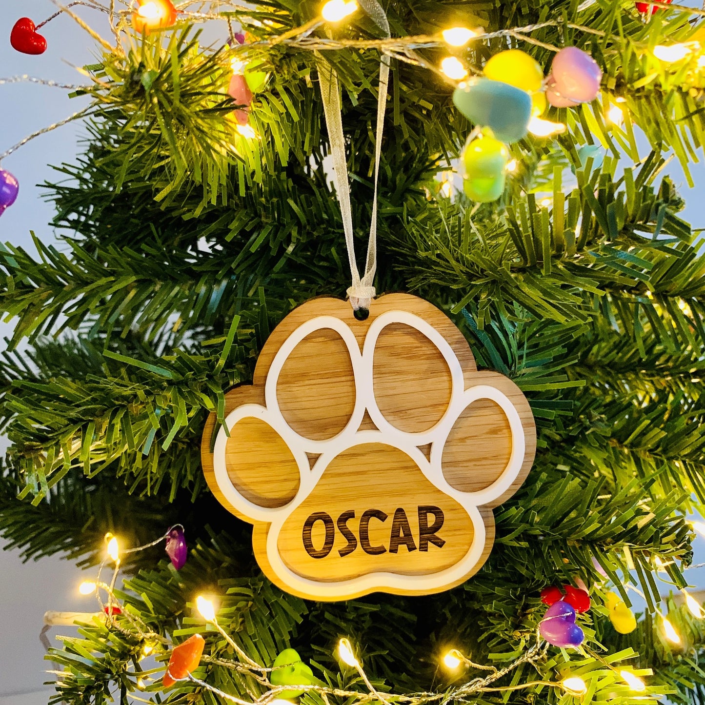 Personalised 3D Paw Print Hanging Decoration