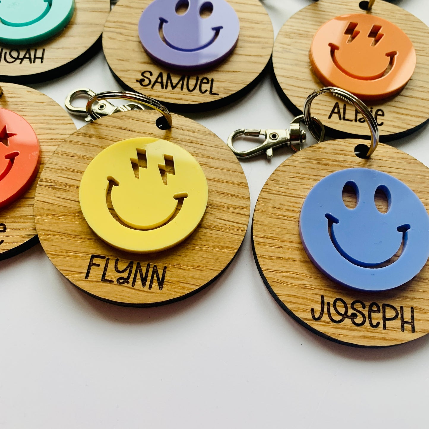 Personalised Smiley Face Key Ring / Book Bag Tag