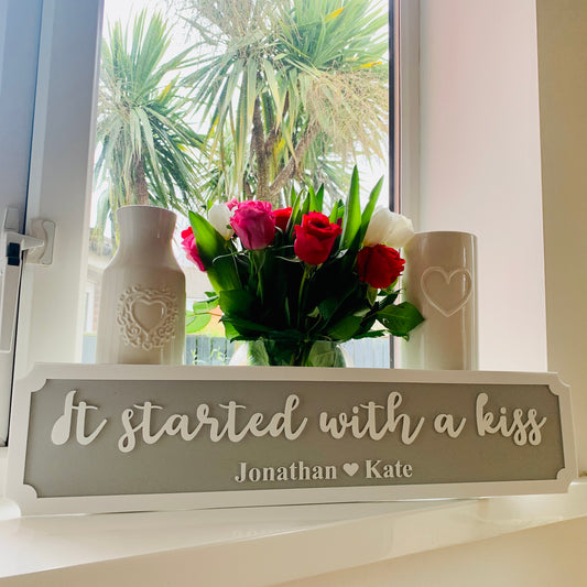 Personalised 3D Railway / Street Sign - It started with a kiss