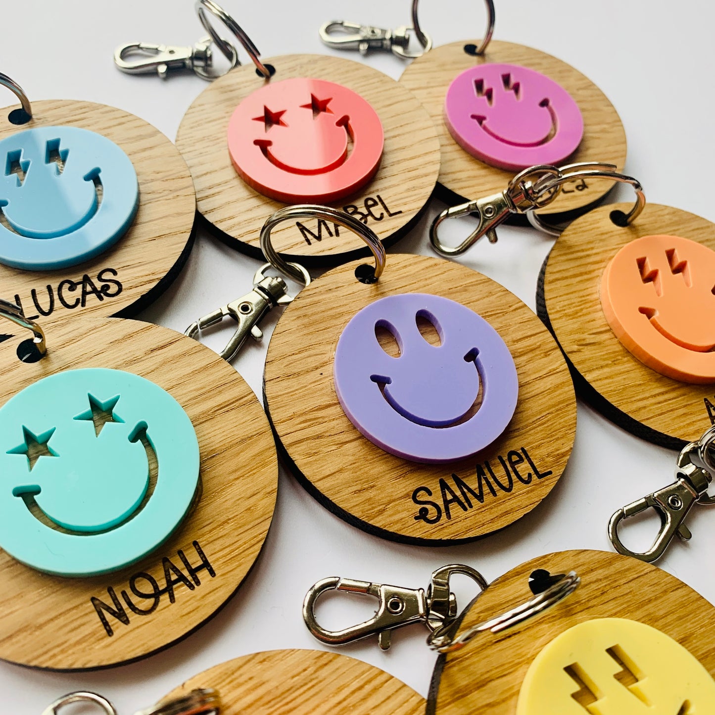 Personalised Smiley Face Key Ring / Book Bag Tag