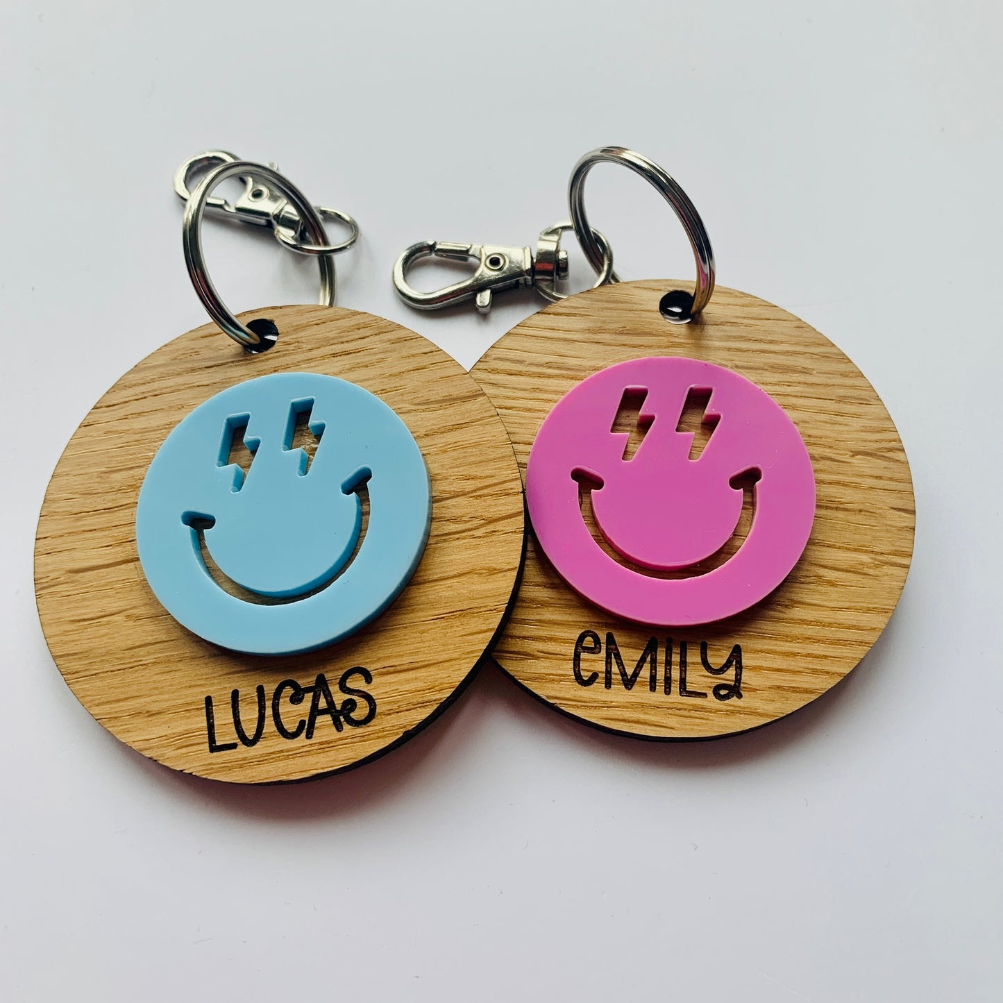 Personalised Smiley Face Key Ring / Book Bag Tag