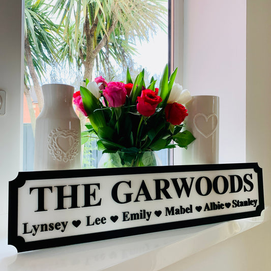 Personalised 3D Railway / Street Sign -  The Family Surname and First Names