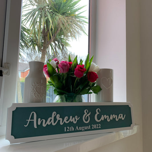 Personalised 3D Railway / Street Sign - Couples First Names & Memorable Date