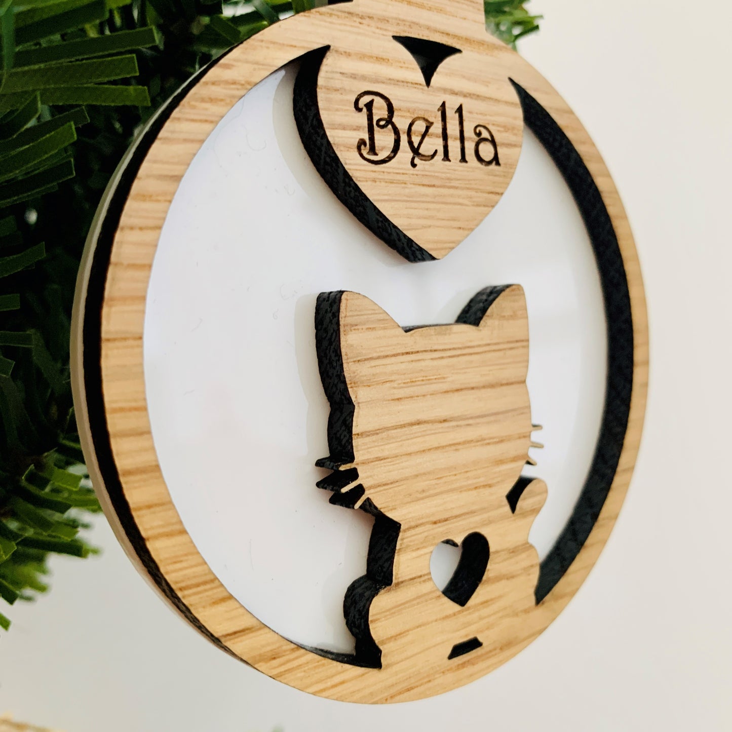 Personalised 3D Cat Silhouette Bauble