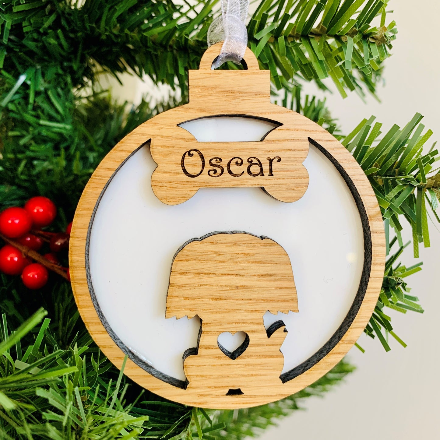 Personalised 3D Dog Silhouette Bauble