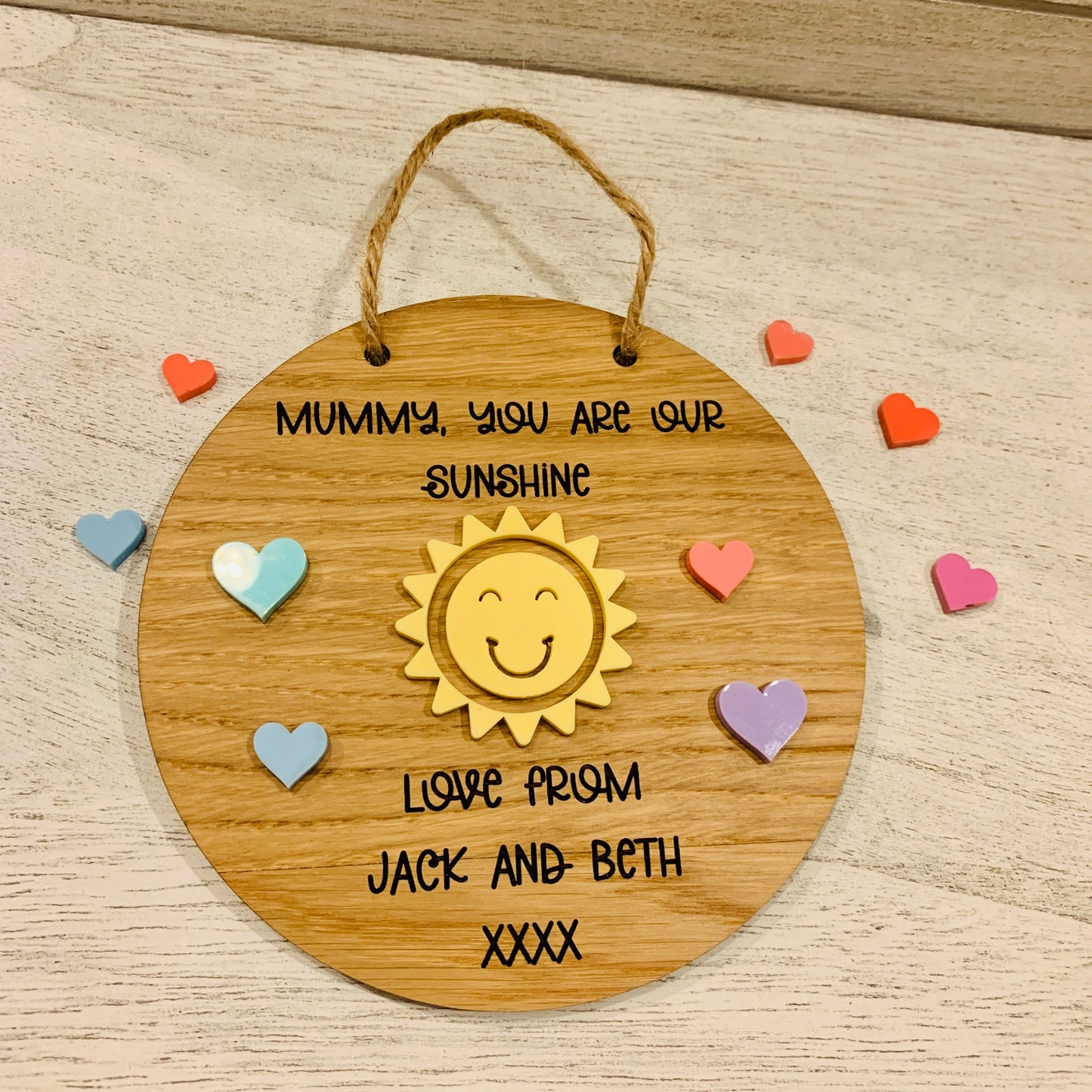 Personalised Oak You Are Our Sunshine Sign