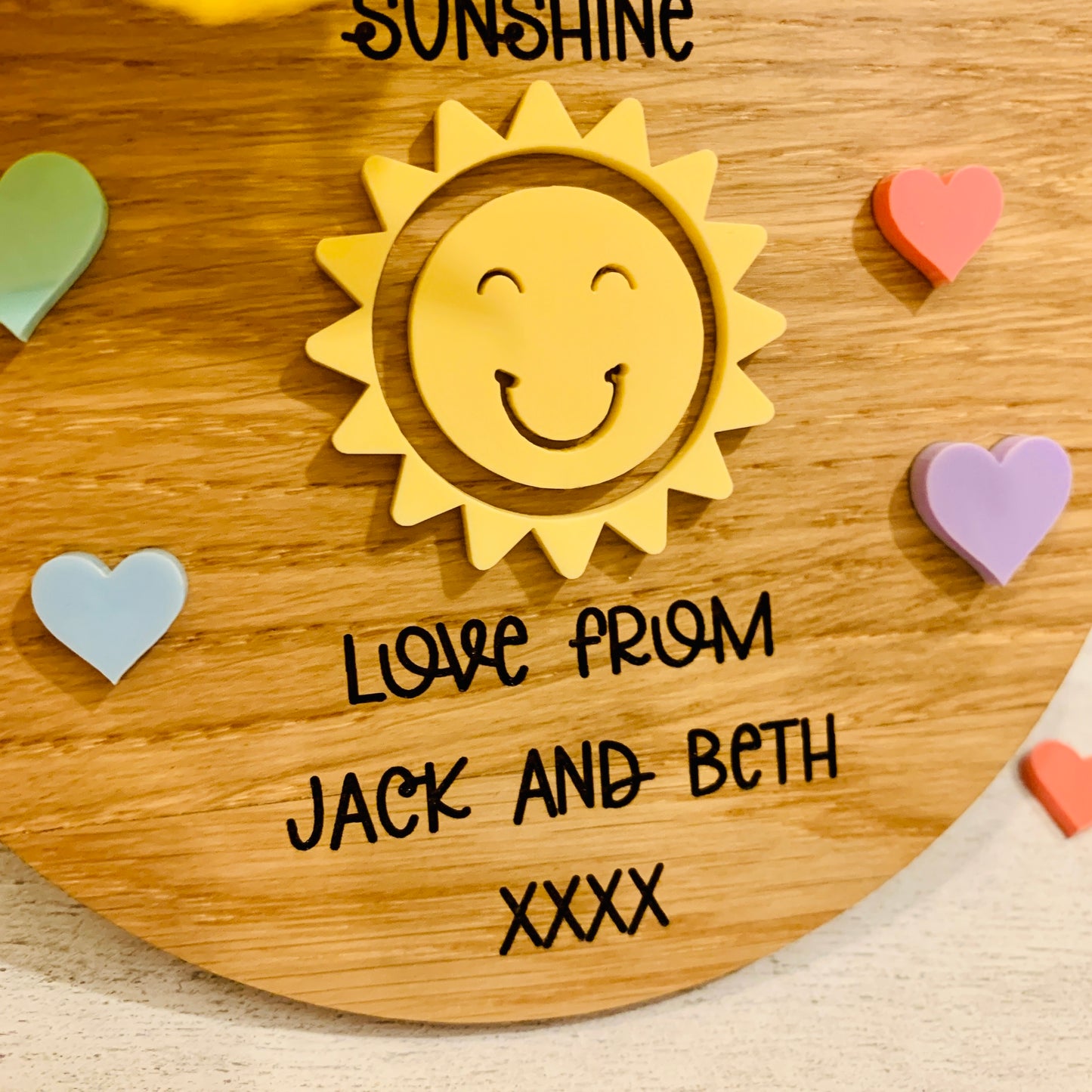 Personalised Oak You Are Our Sunshine Sign